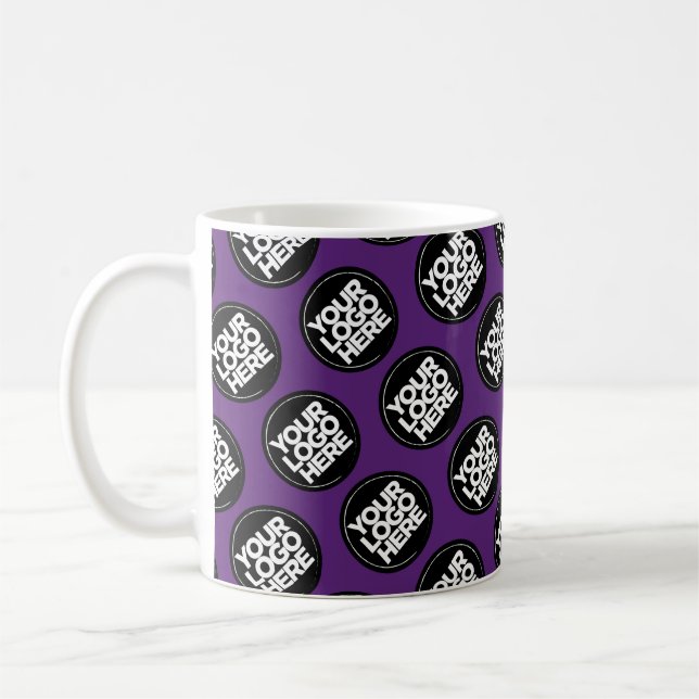 Dunkelviolettes Geschäftsmuster für Mitarbeiter mi Kaffeetasse (Links)