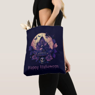 Dunkelviolettes Gothic Spukhaus Frohes Halloween