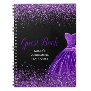 Dunkelviolettes Kleid mit falschem Glitter für Qui Notizblock
