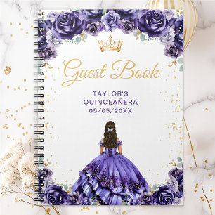 Dunkelviolettes Prinzessinnen-Quinceañera-Gästebuc Notizblock