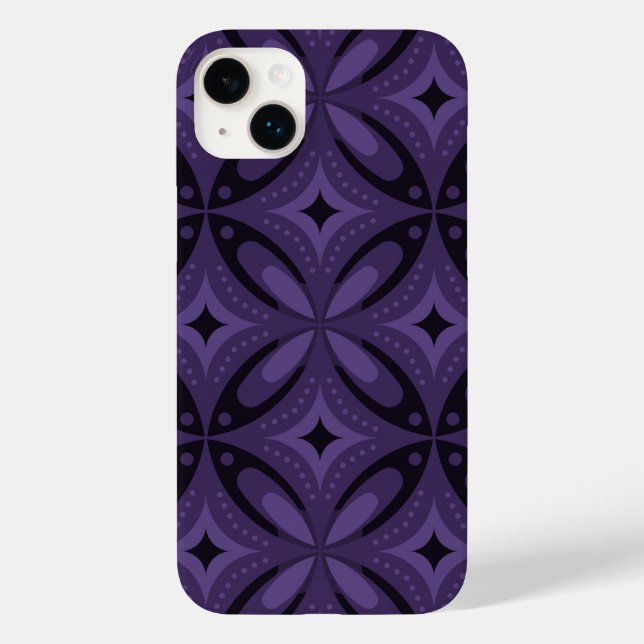 Dunkelviolettes Retro-Muster Case-Mate iPhone Hülle (Rückseite)