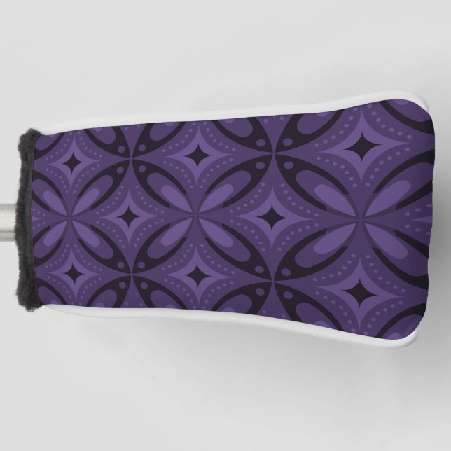 Dunkelviolettes Retro-Muster Golf Headcover (Vorderseite)