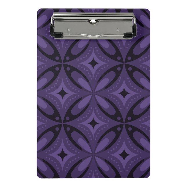Dunkelviolettes Retro-Muster Mini Klemmbrett (Vorderseite)