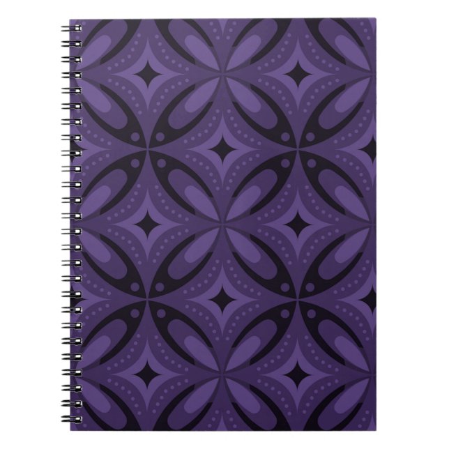 Dunkelviolettes Retro-Muster Notizblock (Vorderseite)