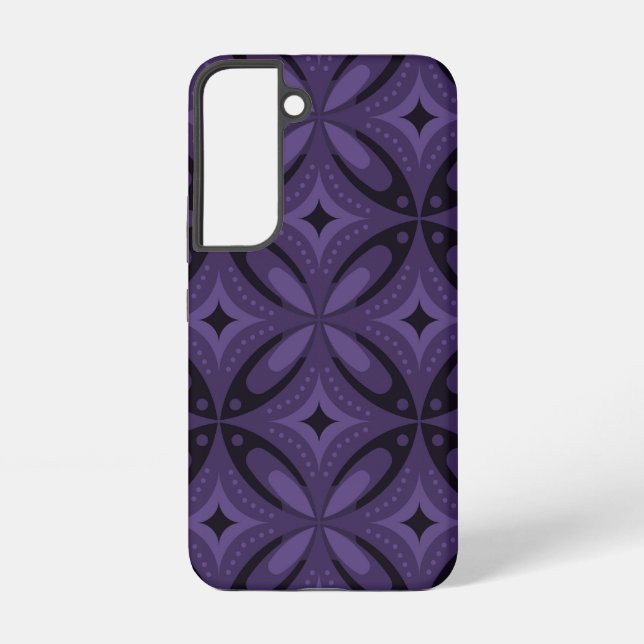 Dunkelviolettes Retro-Muster Samsung Galaxy Hülle (Rückseite)
