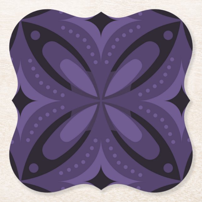 Dunkelviolettes Retro-Muster Untersetzer (Vorderseite)