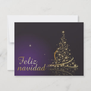 Dunkelviolettes Weihnachtsmotiv mit goldenem Weihn Einladung