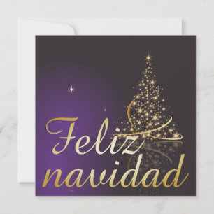 Dunkelviolettes Weihnachtsmotiv mit goldenem Weihn Einladung