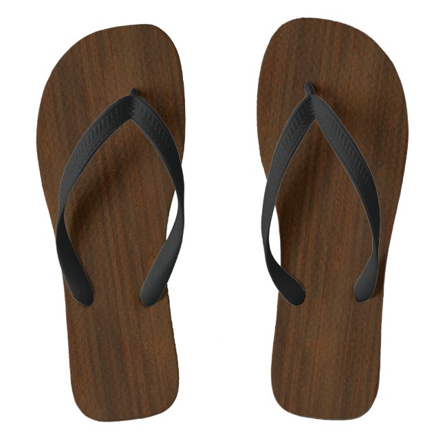 Dunkelwalnussbraun Bambus-Holzkörner-Look Flip Flops (Fußbett)