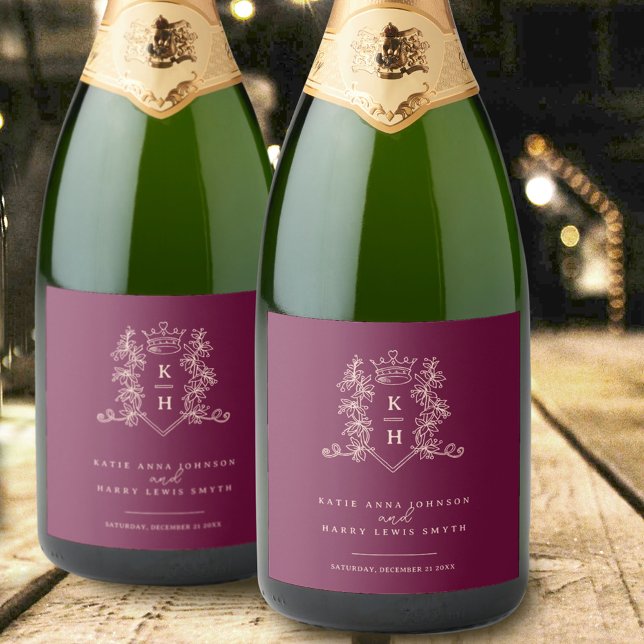 Dunkelwein-Rotwein-Foto-Krone-Monogramm-Hochzeit (Von Creator hochgeladen)