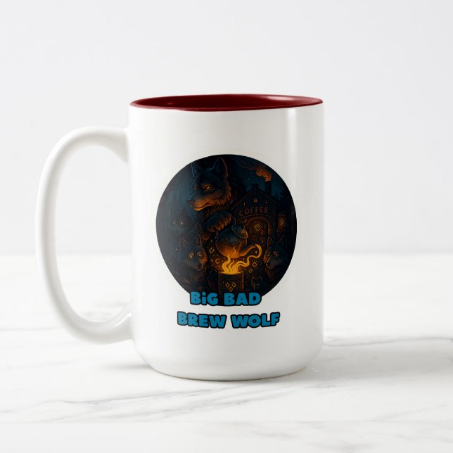 Dunkelwolf-Tasse Zweifarbige Tasse (Links)