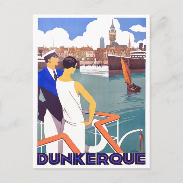 Dunkerque Frankreich Jahrgang Reise Postkarte (Vorderseite)