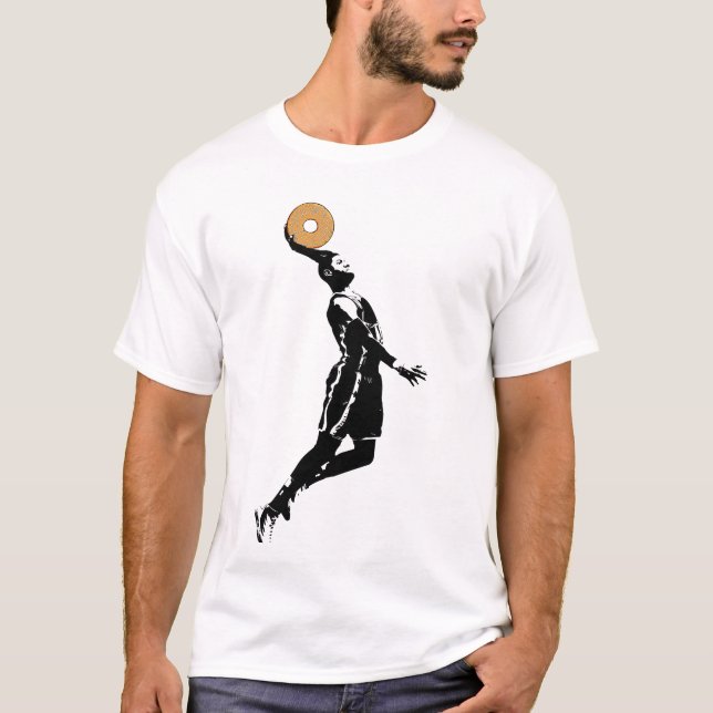 Dunking Donuts Basketball Funny B-ball Liebhaber T-Shirt (Vorderseite)