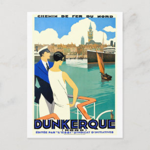 Dunkirchen Stadtbucht, Frankreich, Paar auf Boot,  Postkarte