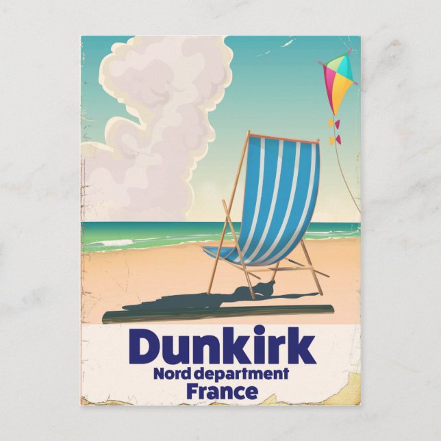 Dünkirchen-Strand-Reiseplakat Postkarte (Vorderseite)