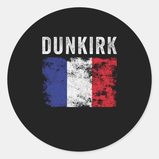 Dunkirk Frankreich Flagge Französisch Souvenir Runder Aufkleber (Vorderseite)