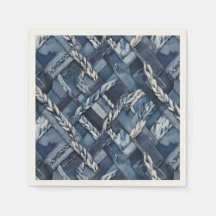 Dunkle, abgenutzte Denim-Patchwork- und Zopf-Optik