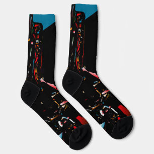 Dunkle abstrakte Cyber-Neon-Splatter-Crew-Socken Socken