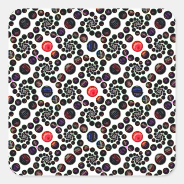 Dunkle Abstrakte Spirale mit Kirschmuster Quadratischer Aufkleber (Vorderseite)