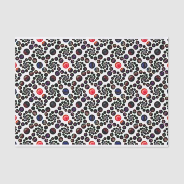 Dunkle Abstrakte Spirale mit Kirschmuster Seidenpapier (Vorderseite)