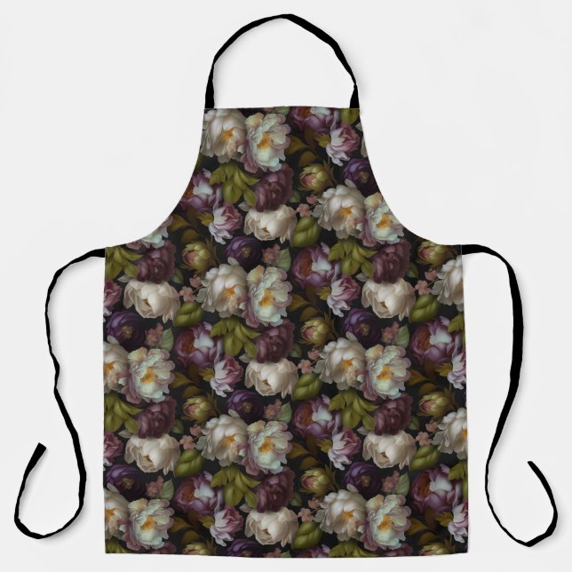 Dunkle Akademie Blumendesign Schürze (Vorderseite)