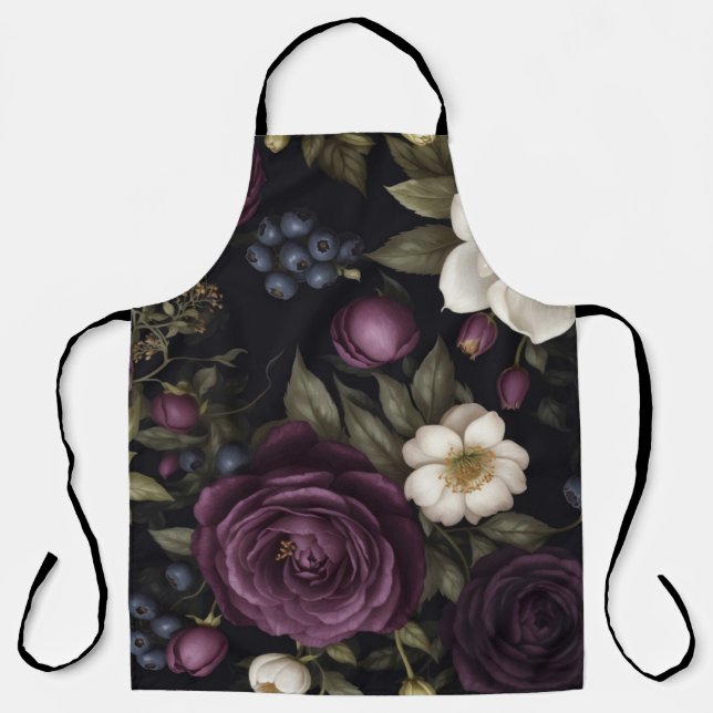Dunkle Akademie Blumendesign Schürze (Vorderseite)