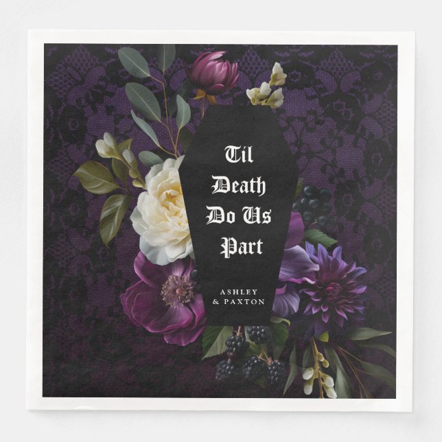Dunkle Akademie Gothic Floral | Til Death Do us Pa Serviette (Vorderseite)