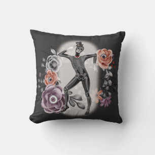 Dunkle Akademie-Gotik-Blumen-Skelett-Halloween Kissen