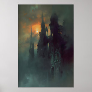 Dunkle Akademie Gotische Kathedrale Druckbar, Dunk Poster