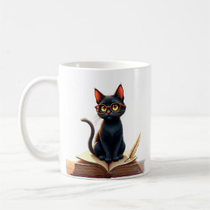 Dunkle Akademie-Katz Buchliebhaber Lesewinkel Kaffeetasse