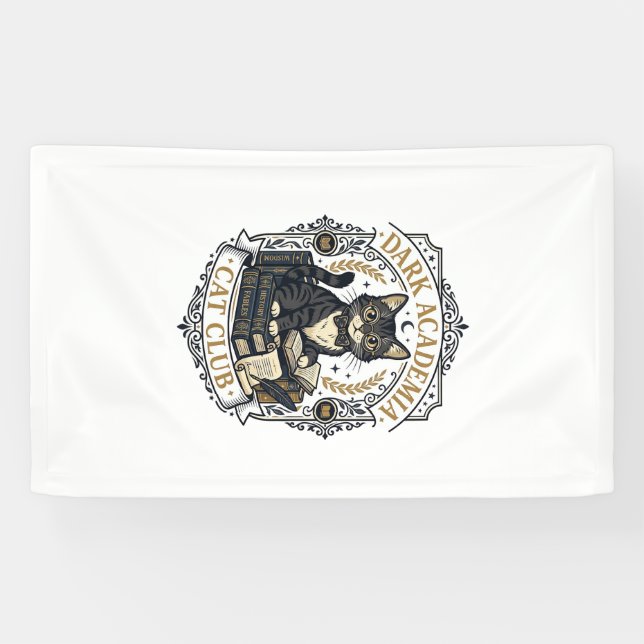 Dunkle Akademie-Katze Vater Geschenkidee - Dunkle  Banner (Horizontal)