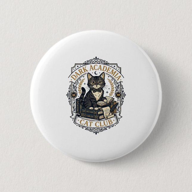 Dunkle Akademie-Katze Vater Geschenkidee - Dunkle  Button (Vorderseite)