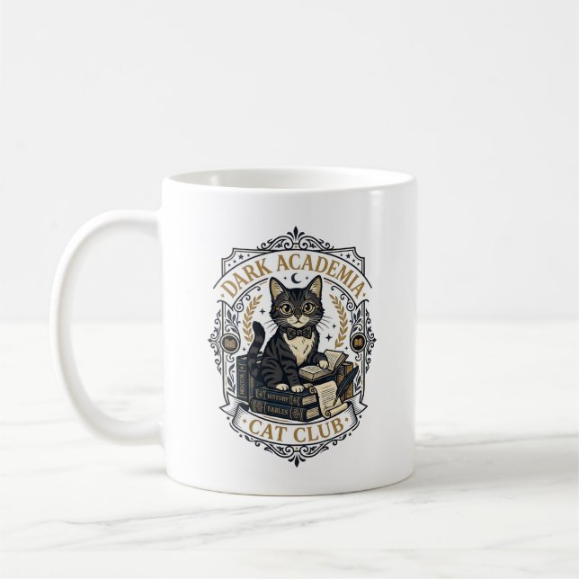 Dunkle Akademie-Katze Vater-Geschenkidee - Dunkle  Kaffeetasse (Links)