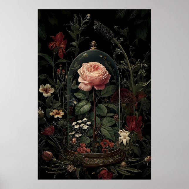 Dunkle Akademie-Kunstprints, Gothic Cat Butterfly Poster (Vorne)