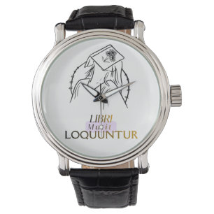 Dunkle Akademie Latein-Zitat Linienkunst Armbanduhr