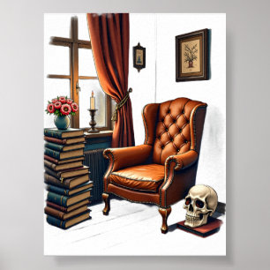 Dunkle Akademie-Lesewinkel Vintage-Bücher Kerze Sk Poster