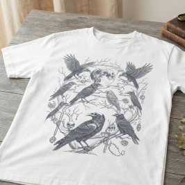 Dunkle Akademie-Mondlicht-Rabe-Gotik-Grafik T-Shirt