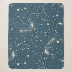 Dunkle Akademie Navy Elfenbein Mond Konstellations Sherpadecke