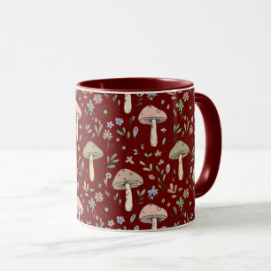 Dunkle Akademie Pflaume Rot Pilze Nahtlos Luxus Tasse
