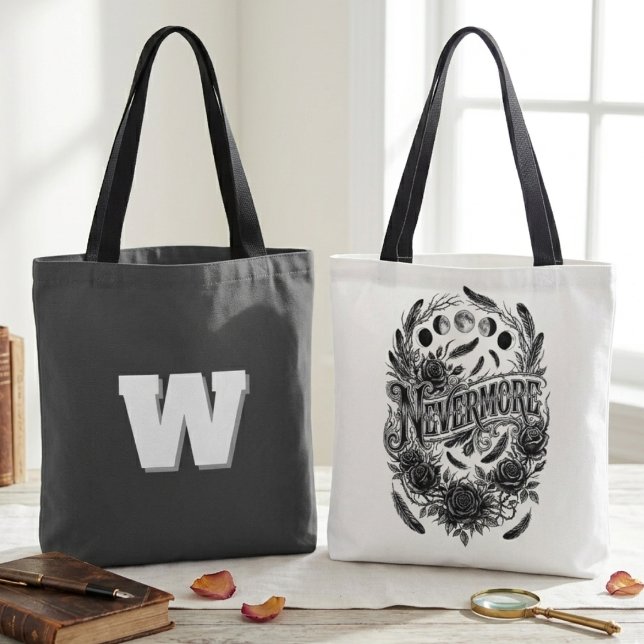Dunkle Akademie Rabe Floral Buch Gothic (Dark academia raven book tote bag)