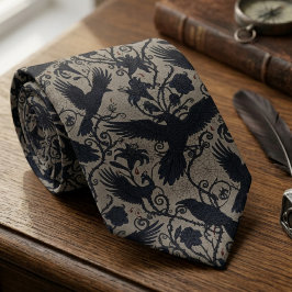Dunkle Akademie Rabe Floral Vogel Liebhaber Gesche Krawatte