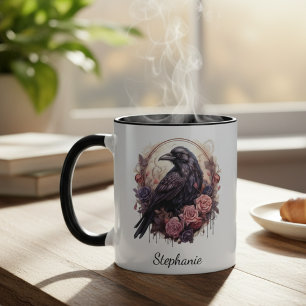 Dunkle Akademie-Rabe-Gotik-Blumen Tasse