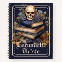 Dunkle Akademie-Schädel-Buch-Ästhetik-Name-Sentime