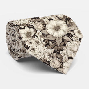 Dunkle Akademie Sepia Floral Botanisch Krawatte