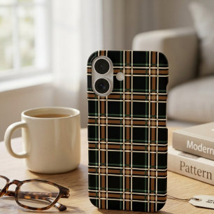 Dunkle Akademie-Stimmung Karo Tartan Geometrisch iPhone 16 Hülle