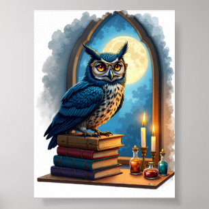 Dunkle Akademie-Uhu-Brille-Leseecke gothic Bibliot Poster