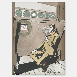 Dunkle Akademie Vintage Weihnachtslektüre Mann Kun Magnet