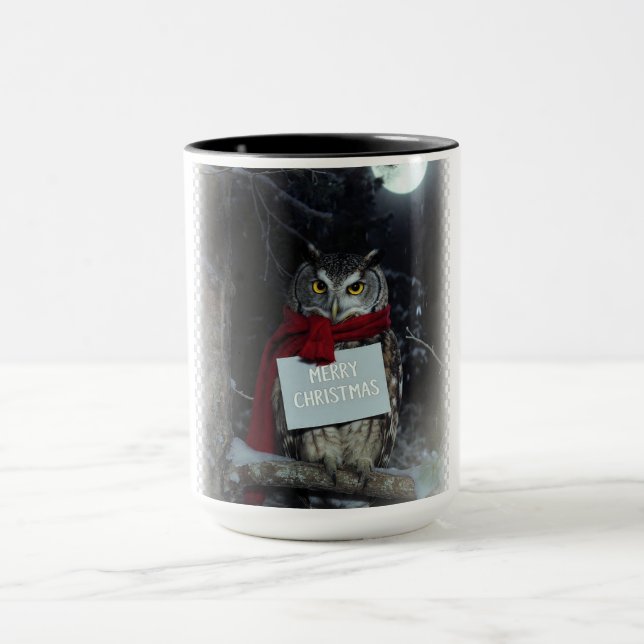 Dunkle Akademie Weihnachts-Eule Frohe Tasse (Zentrum)