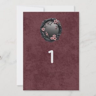 Dunkle Akademische Goth-Hochzeitstisch-Nummern Einladung