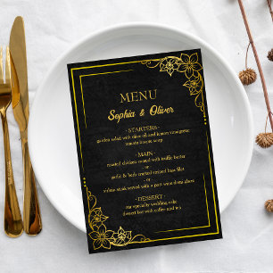 Dunkle Akademische Gotische Elegante Hochzeitskart Menükarte
